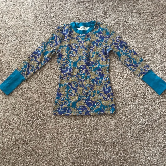 NWOT Blue and Yellow Sundance Paisley Long Sleeve - Picture 2 of 7